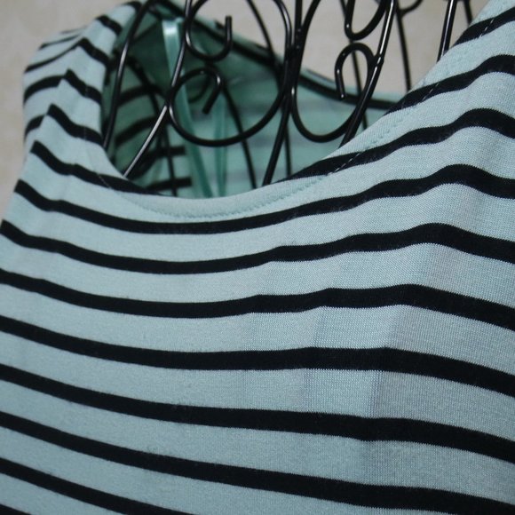 🎉APT. 9 Blue Black Stripes Short Sleeve Shirt Top - Picture 1 of 11